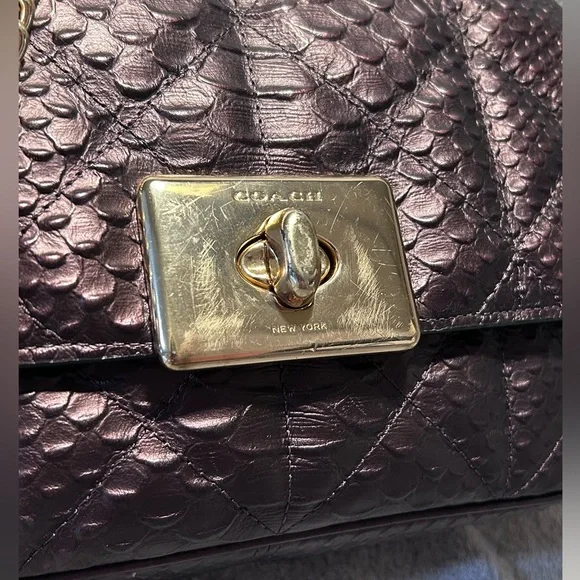 Coach Cassidy Oxblood Snake Embossed Diamond Quilted Leather Crossbody - Picture 12 of 16